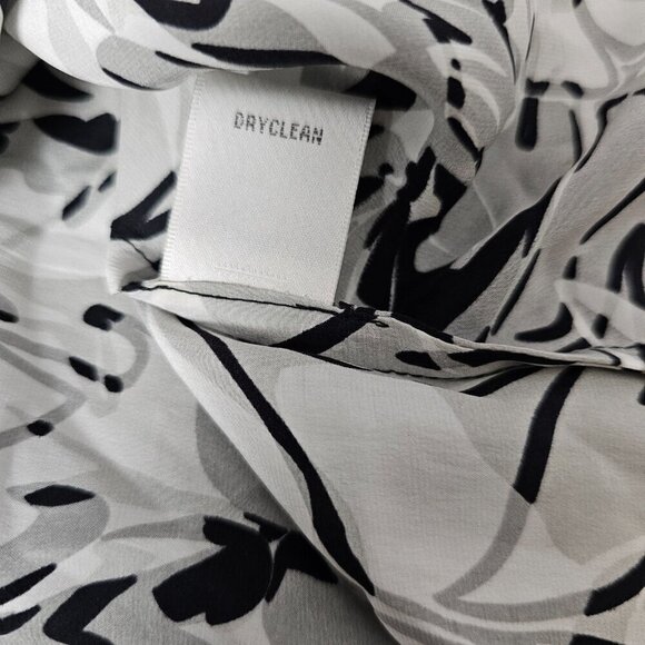 Donna Ricco NY Silk Ruched Floral Black And White A Line Midi Dress - Picture 11 of 11